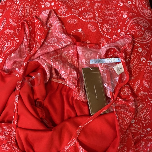 Francescas Moonlight red handkerchief maxi dress sundress size small NWT - Picture 10 of 11
